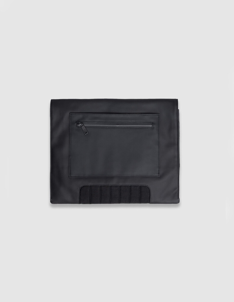 bolso clutch de nailon negro efecto goma para hombre