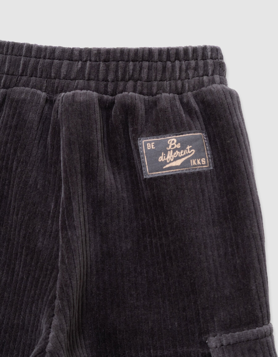 pantalones deportivos de punto de pana gris para niño