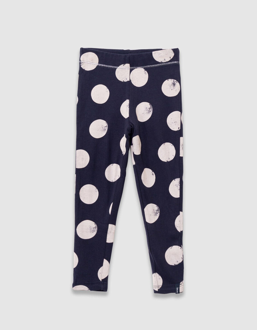 leggings reversibles de lunares y canalé para niña en azul marino talla xl