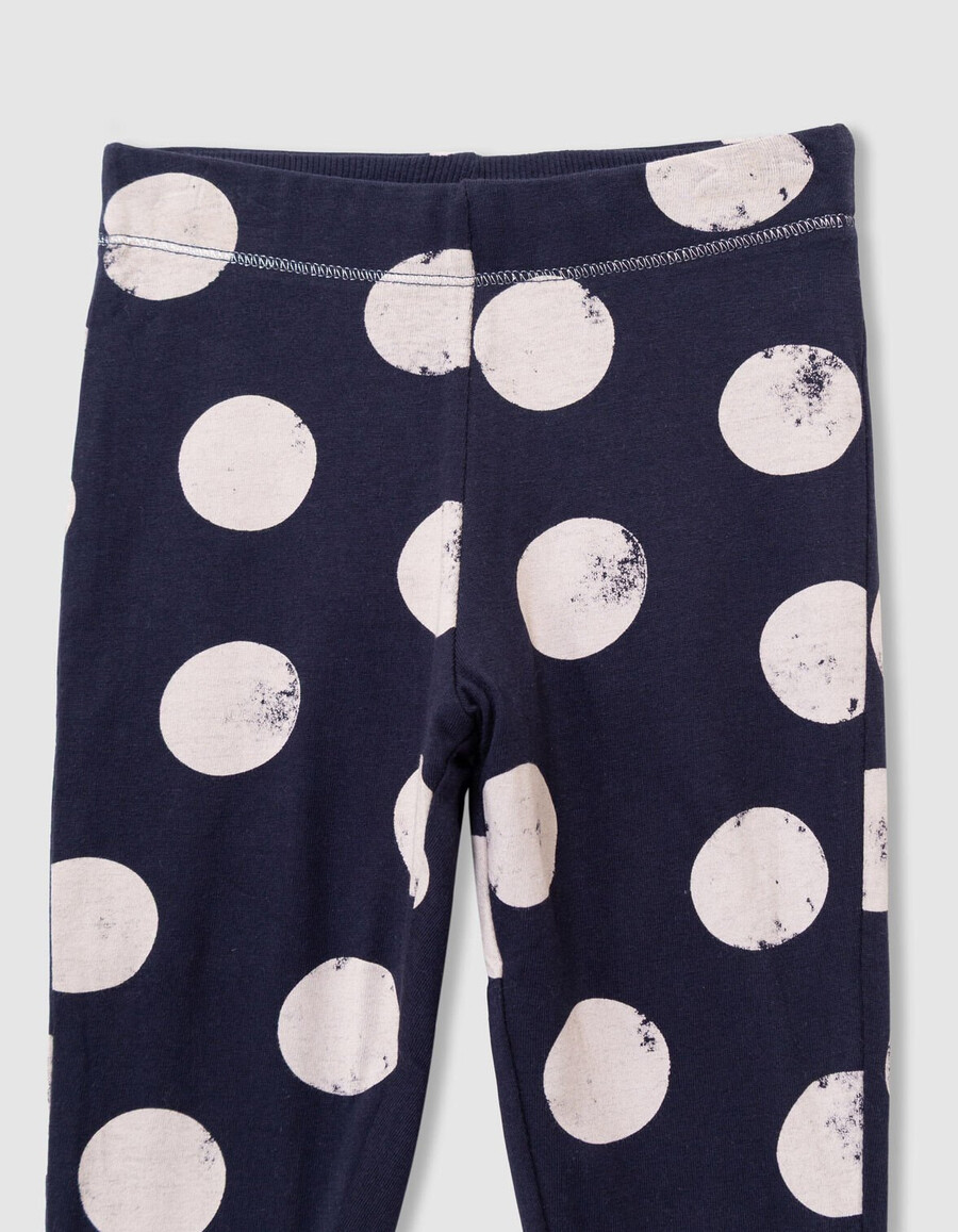 leggings reversibles de lunares y canalé para niña en azul marino talla xl