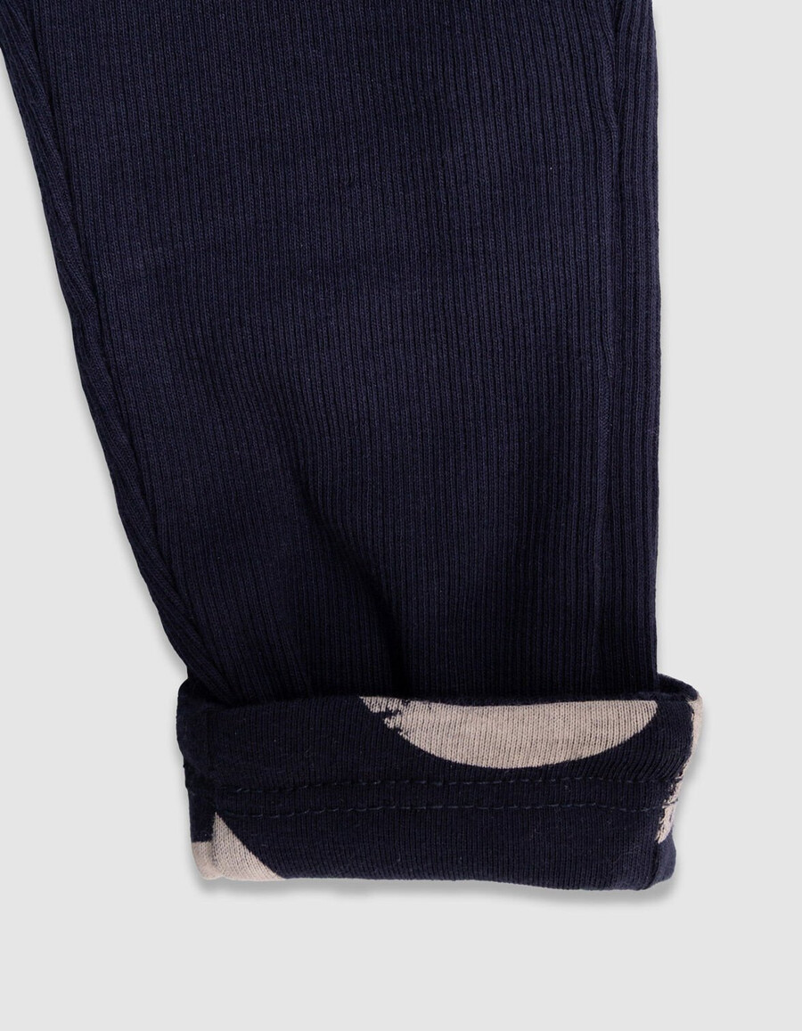leggings reversibles de lunares y canalé para niña en azul marino talla xl