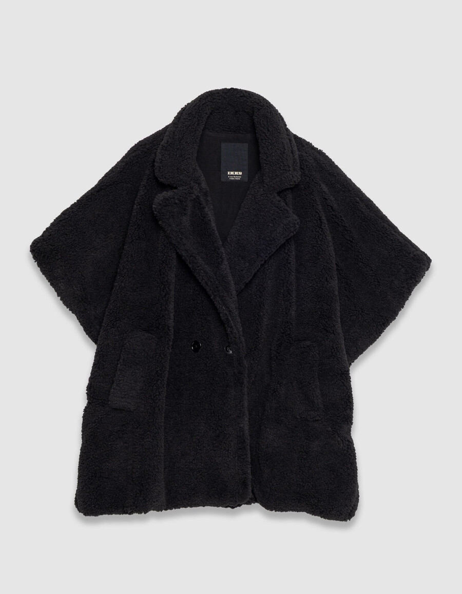 capa de cuello de traje negro para mujer