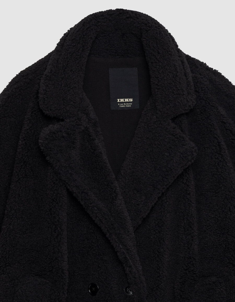 capa de cuello de traje negro para mujer