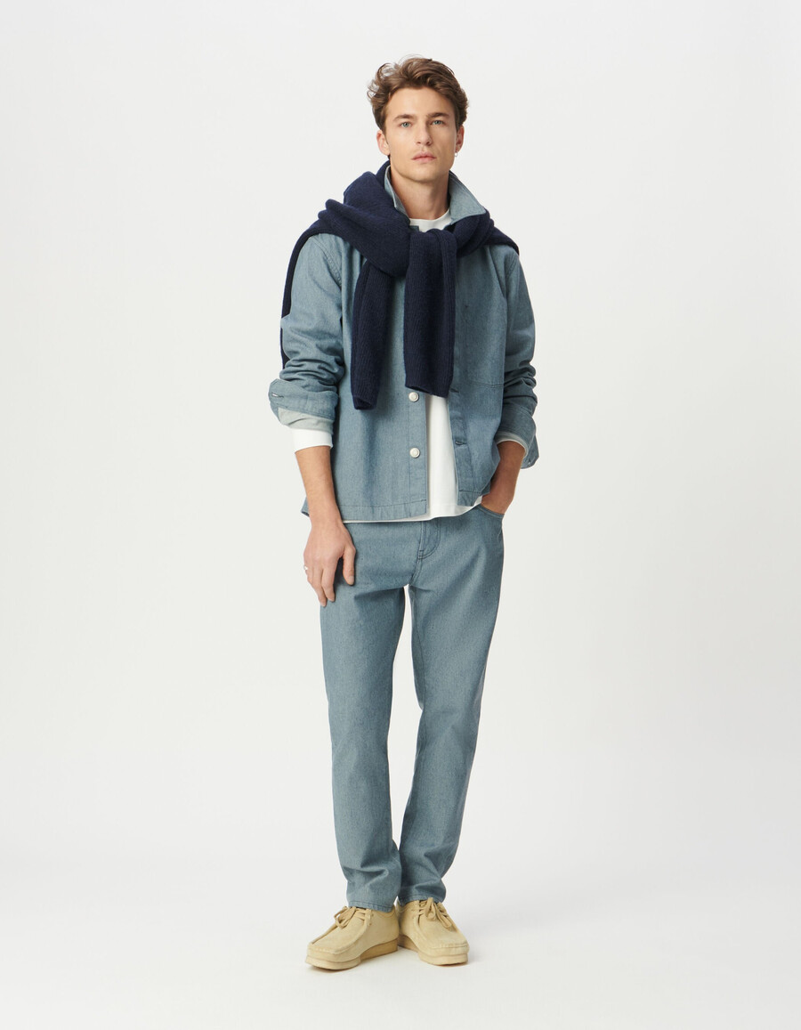 chaqueta vaquera azul estilo trabajador para hombre