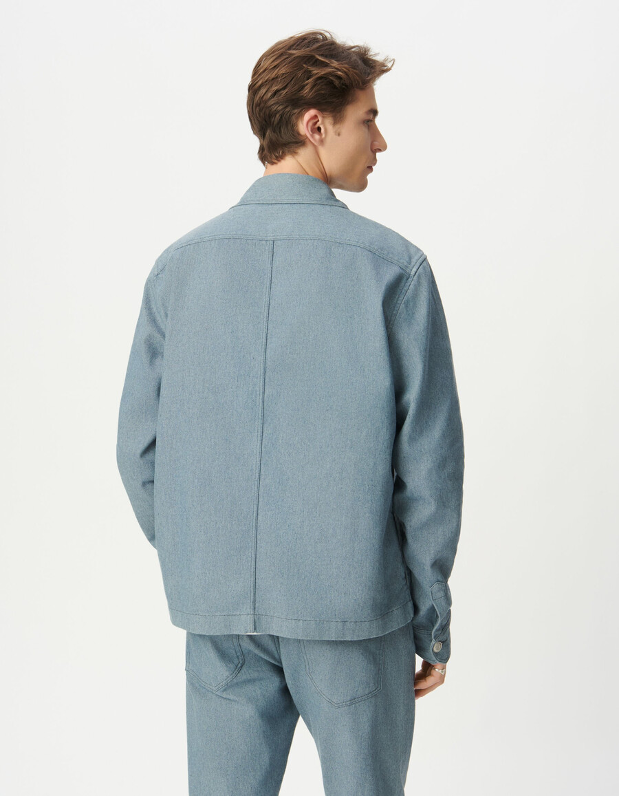 chaqueta vaquera azul estilo trabajador para hombre