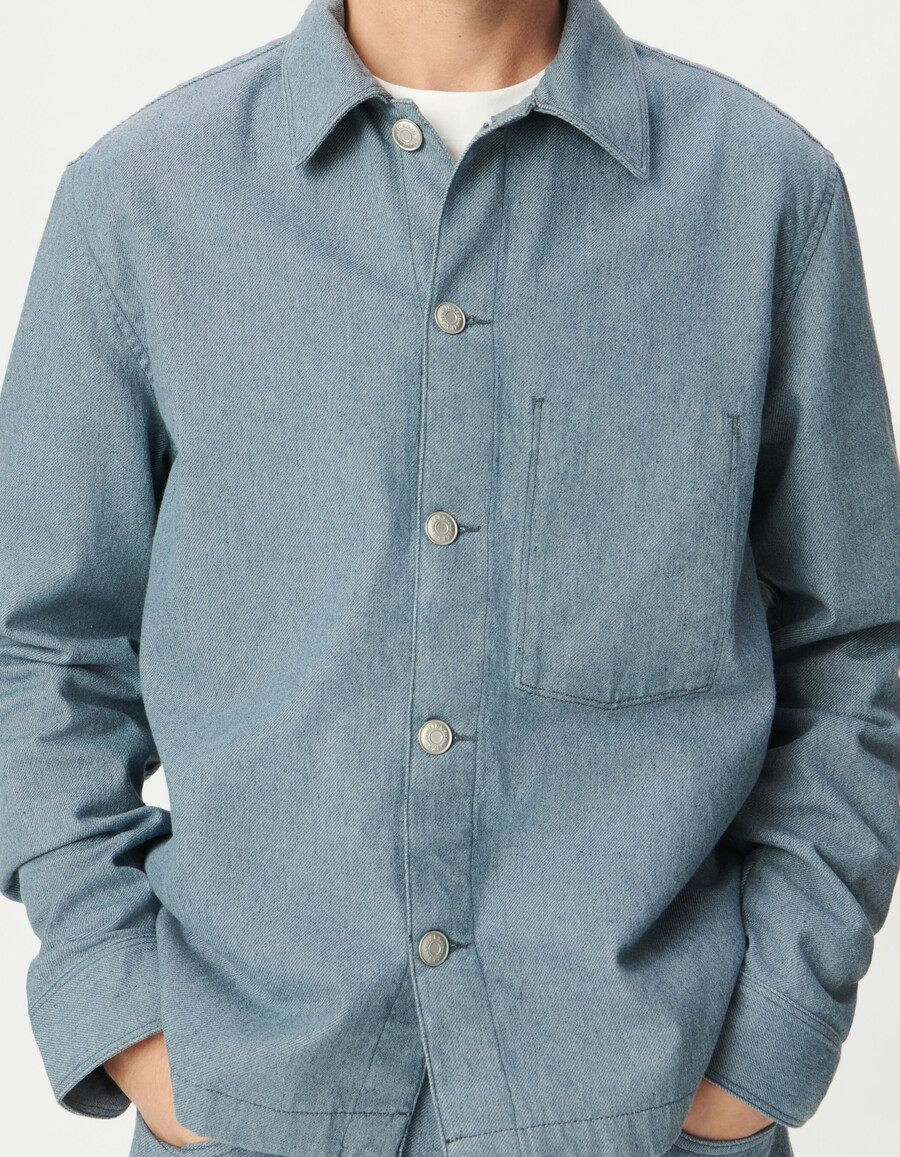 chaqueta vaquera azul estilo trabajador para hombre
