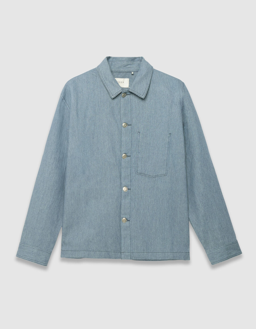 chaqueta vaquera azul estilo trabajador para hombre