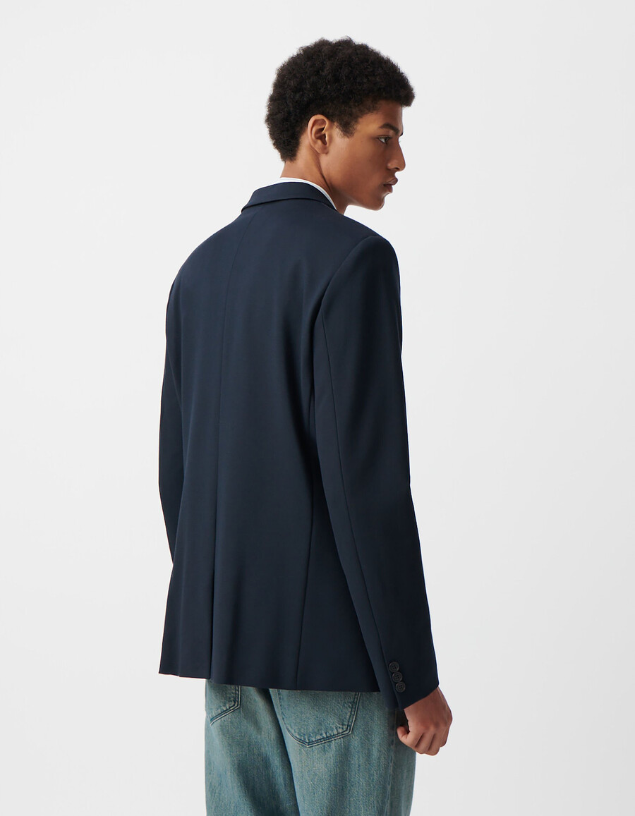chaqueta de traje interlock azul marino para hombre
