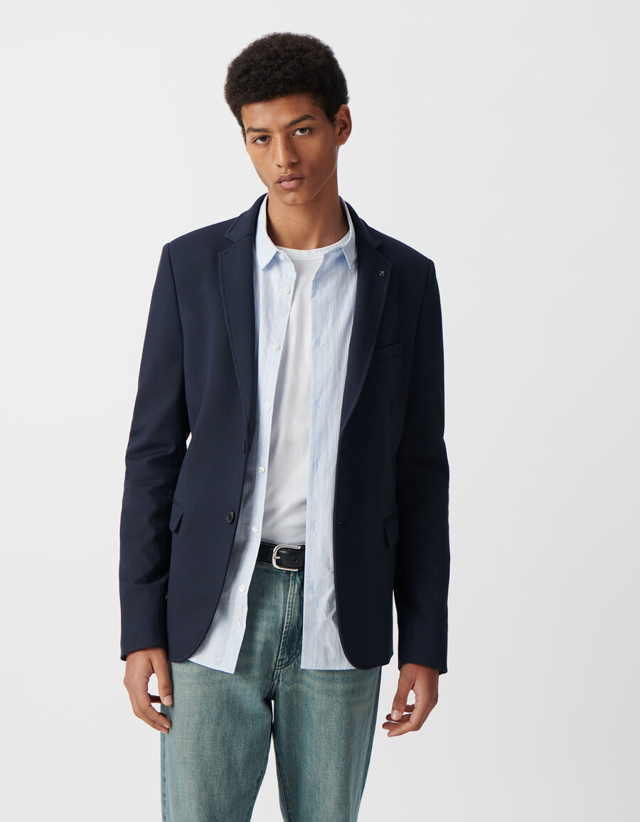 chaqueta azul marino para hombre con forro extraíble