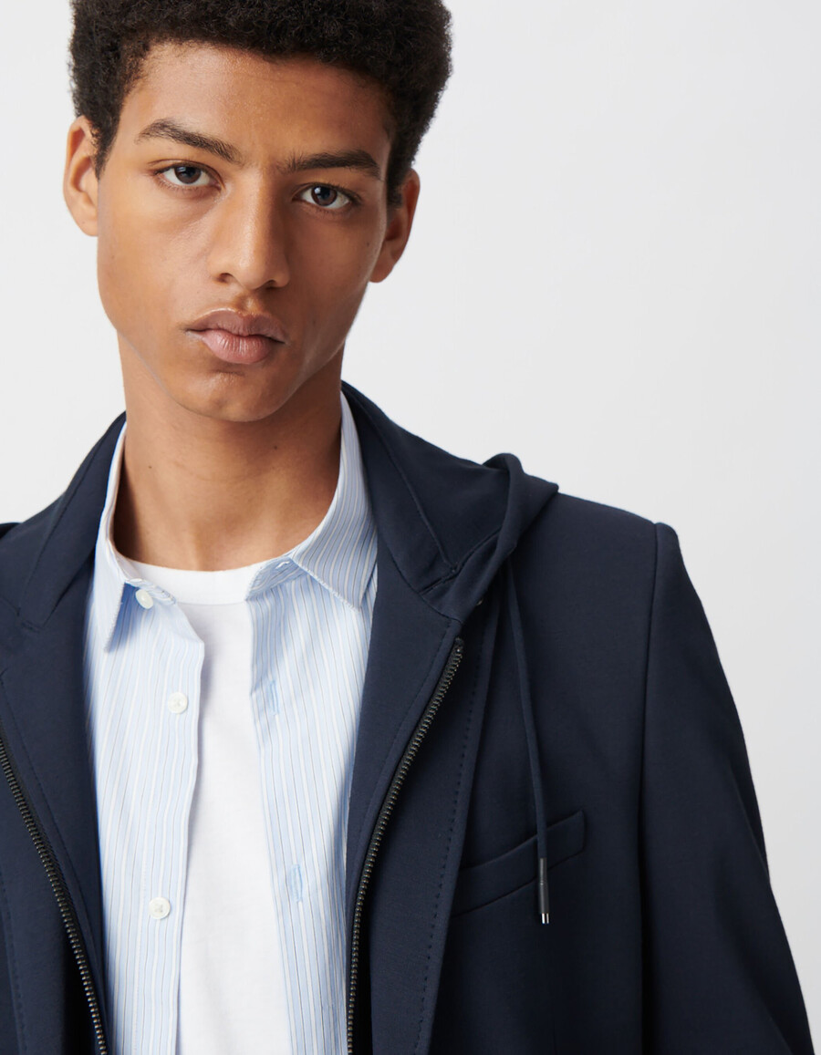 chaqueta azul marino para hombre con forro extraíble