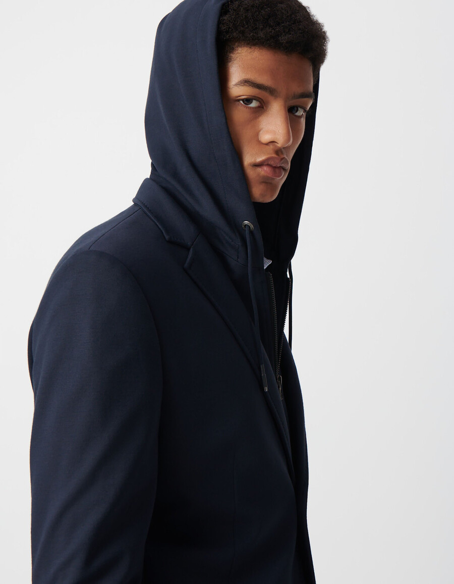 chaqueta azul marino para hombre con forro extraíble