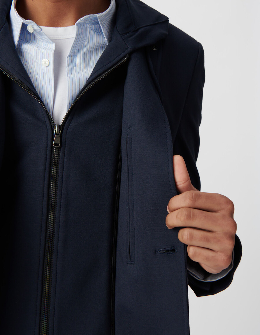 chaqueta azul marino para hombre con forro extraíble
