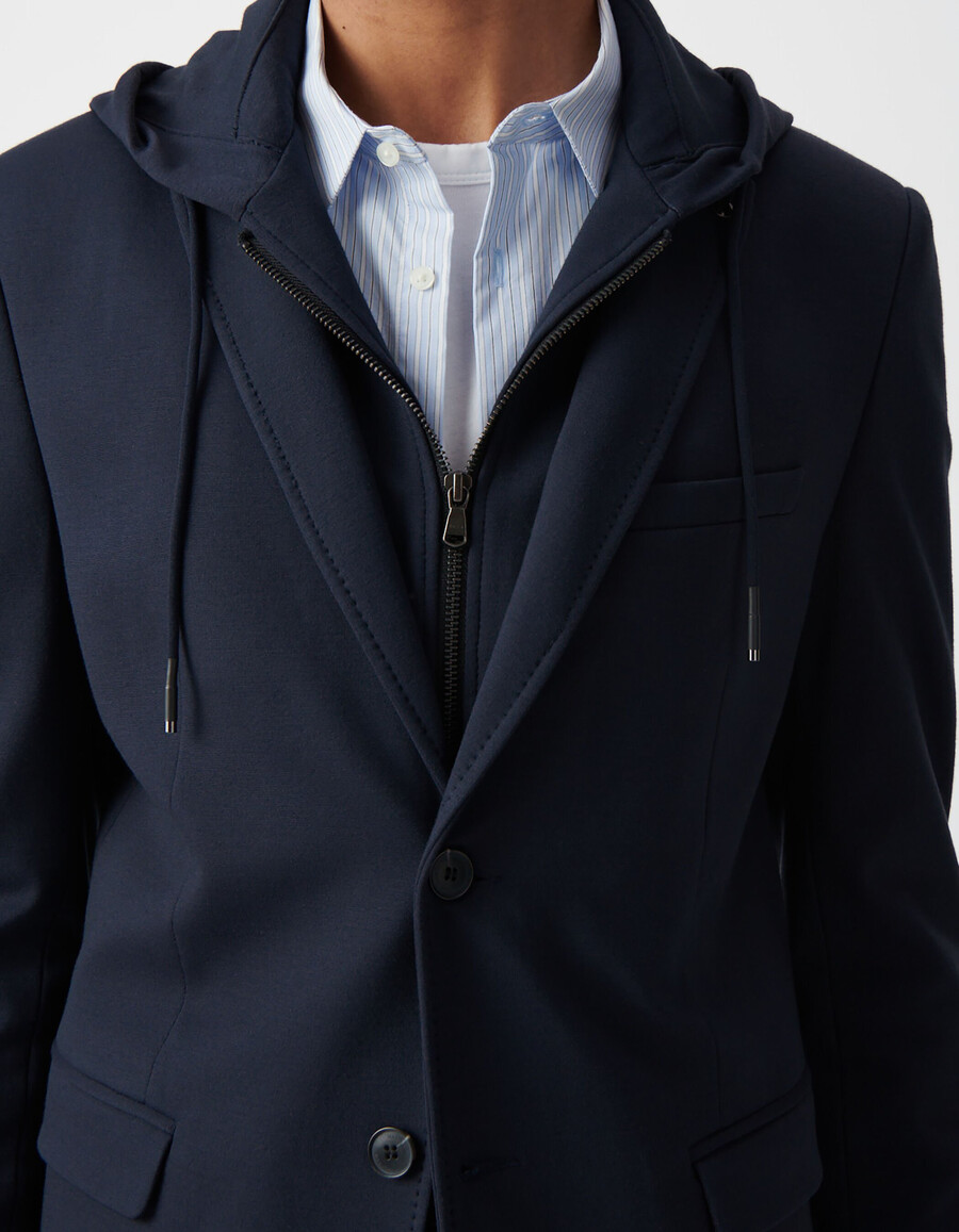 chaqueta azul marino para hombre con forro extraíble