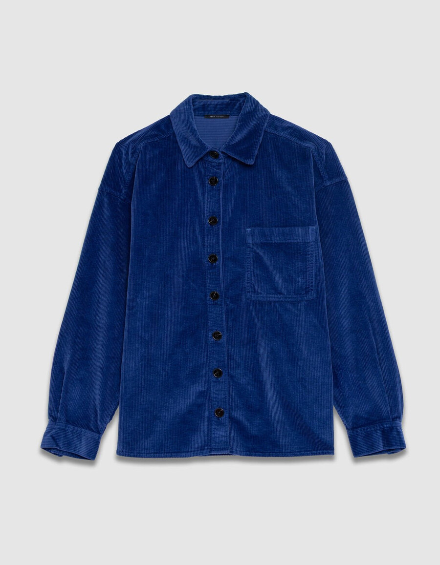 camisa de pana azul para mujer