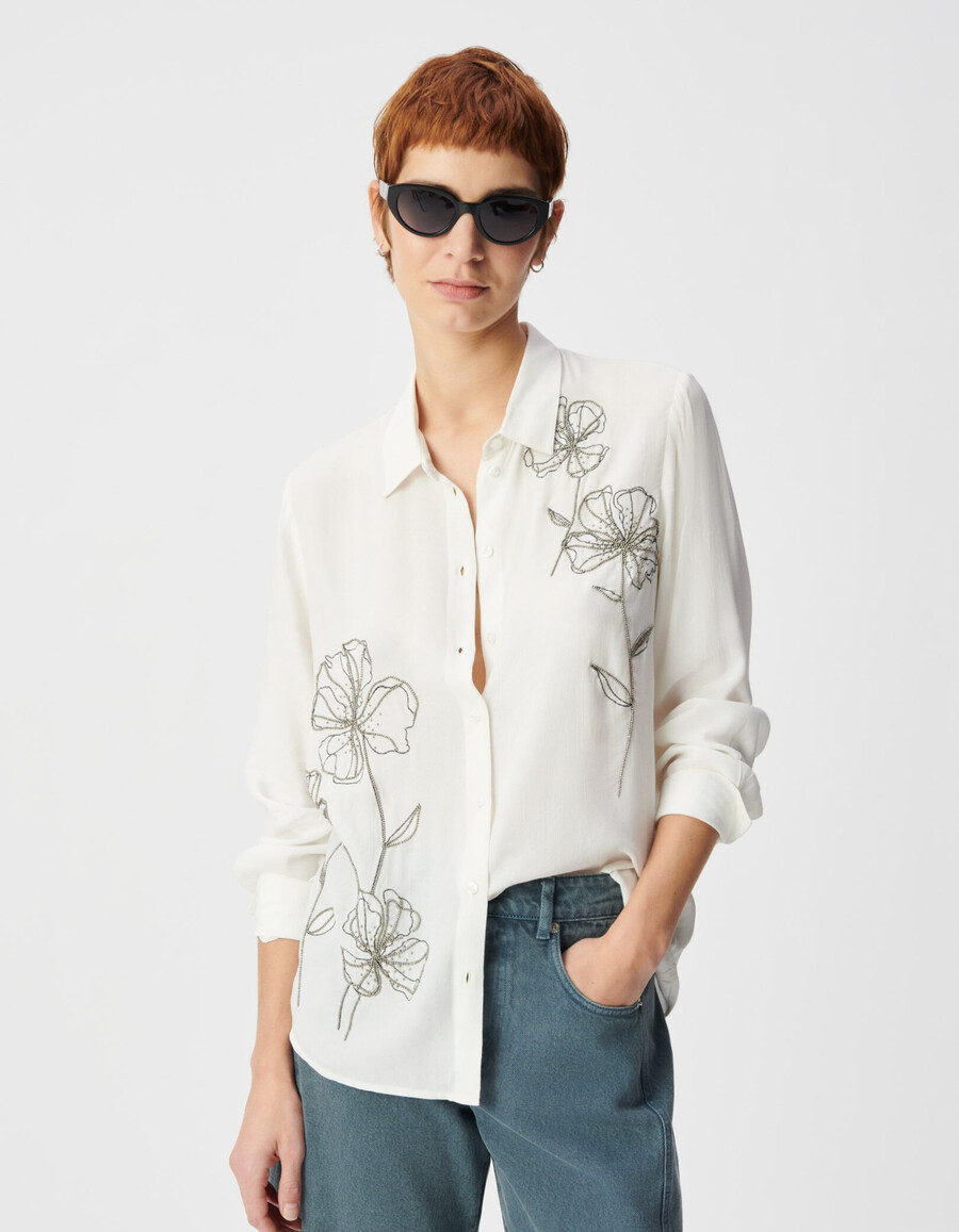 camisa bordada para mujer