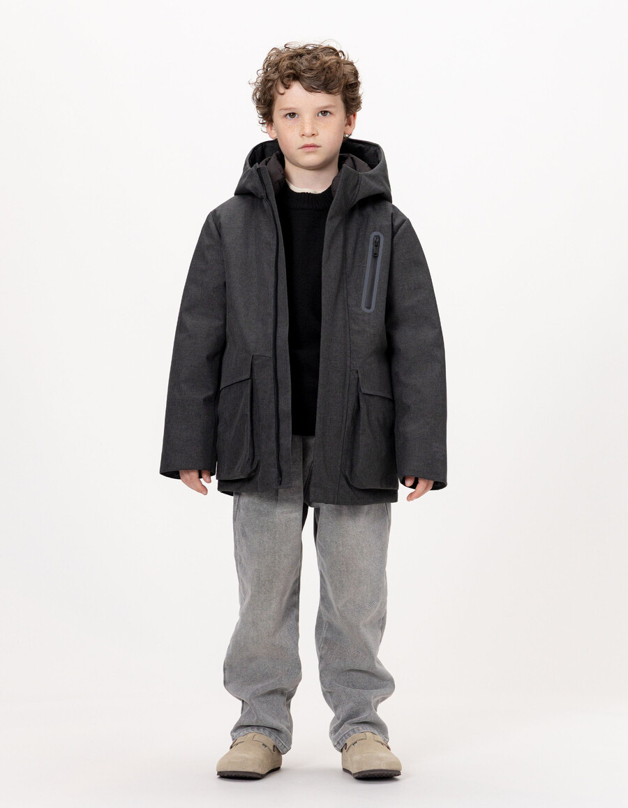 parka gris para niño con forro acolchado