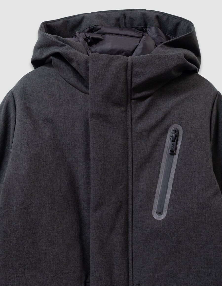 parka gris para niño con forro acolchado
