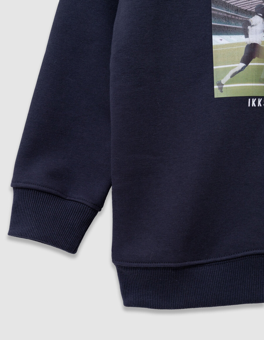 sudadera con capucha azul marino para niño con imagen lenticular