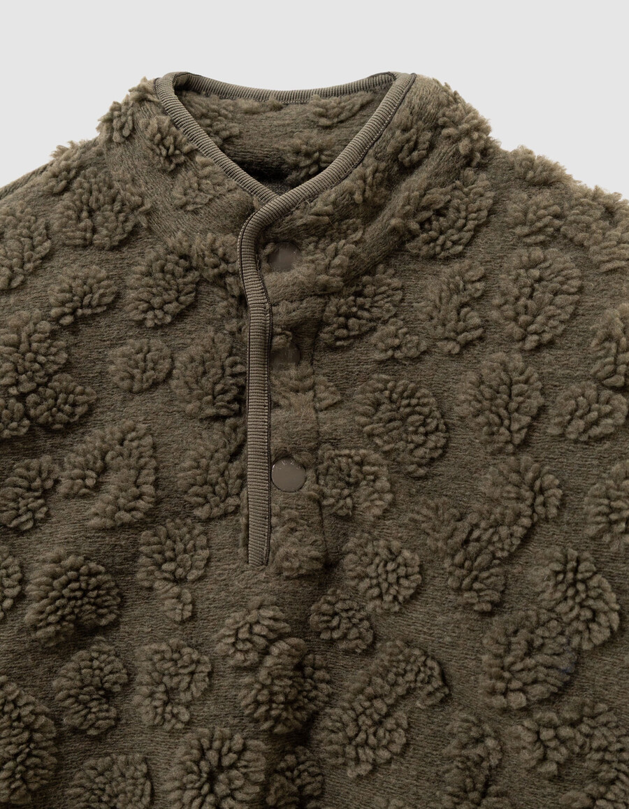 sudadera de jacquard sherpa con estampado de leopardo en color caqui para niño