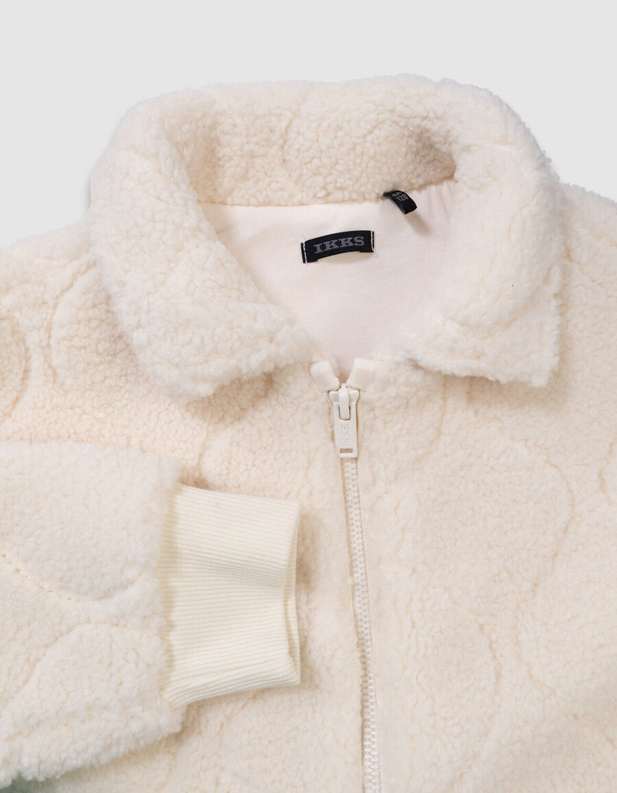 cárdigan con cremallera y acolchado de sherpa color crudo para niño