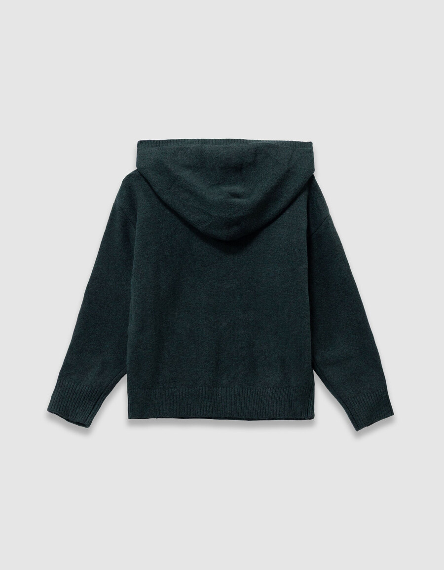 sudadera de punto verde con imagen de perro para niño