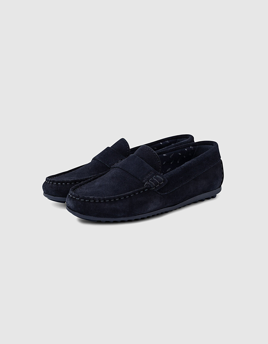 mocasines de ante azul marino para niño