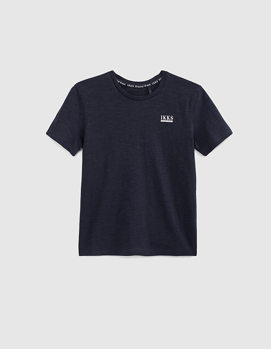 camiseta esencial de algodón orgánico azul marino para niño
