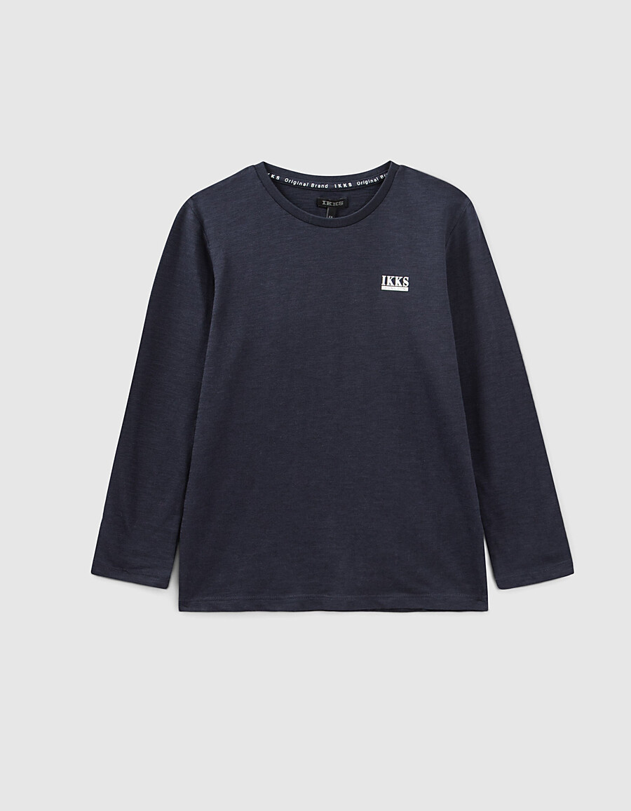 camiseta esencial de algodón orgánico azul marino para niño