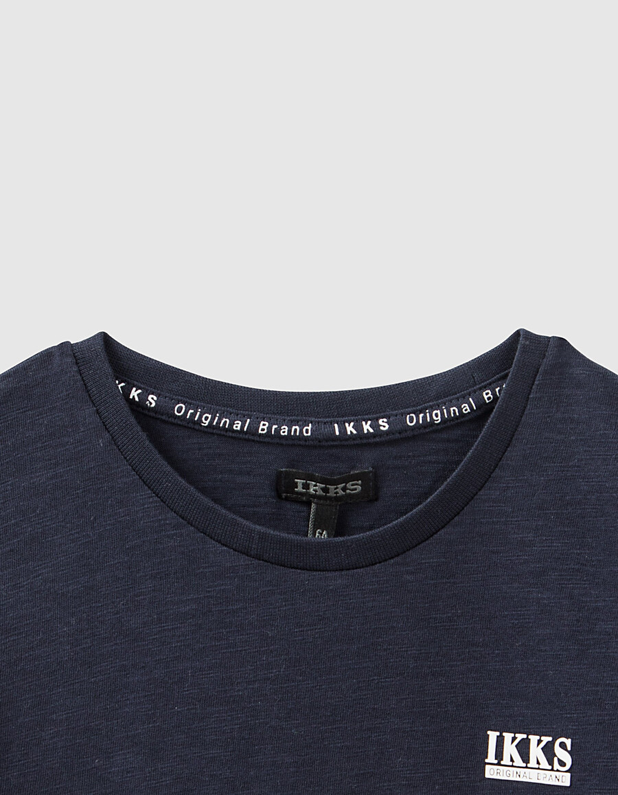 camiseta esencial de algodón orgánico azul marino para niño