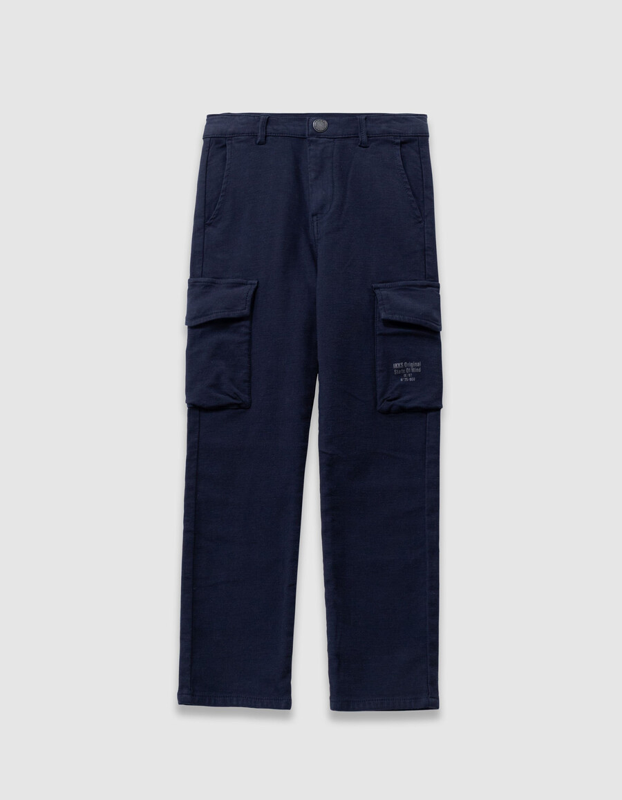pantalones rectos estilo cargo azul marino para niño