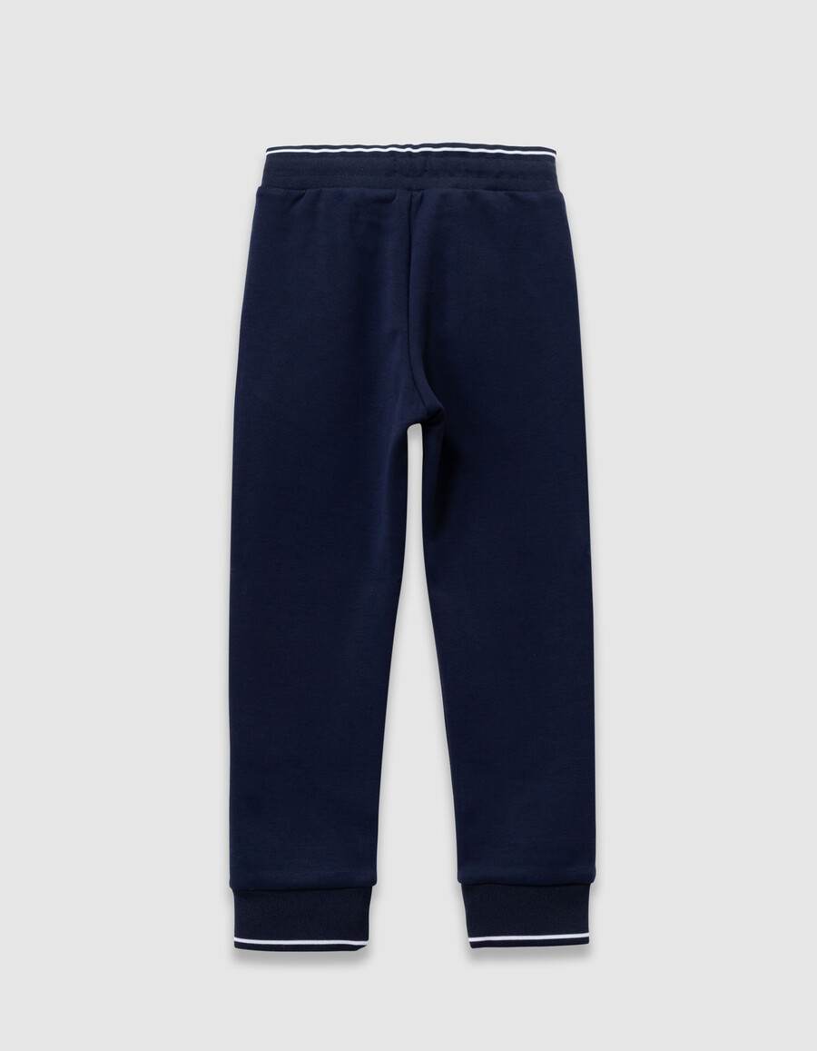 pantalones deportivos azul marino con cordón ajustable con letras para niño