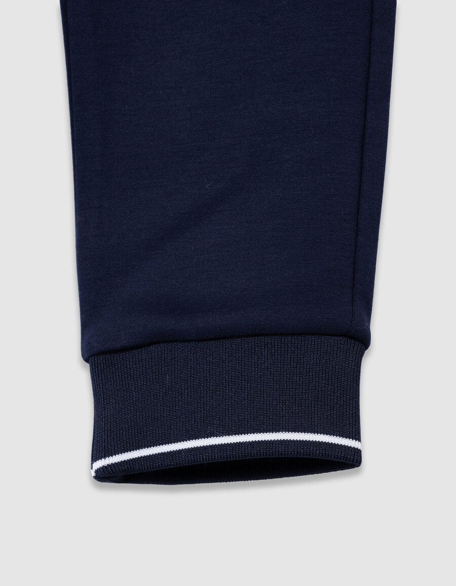 pantalones deportivos azul marino con cordón ajustable con letras para niño