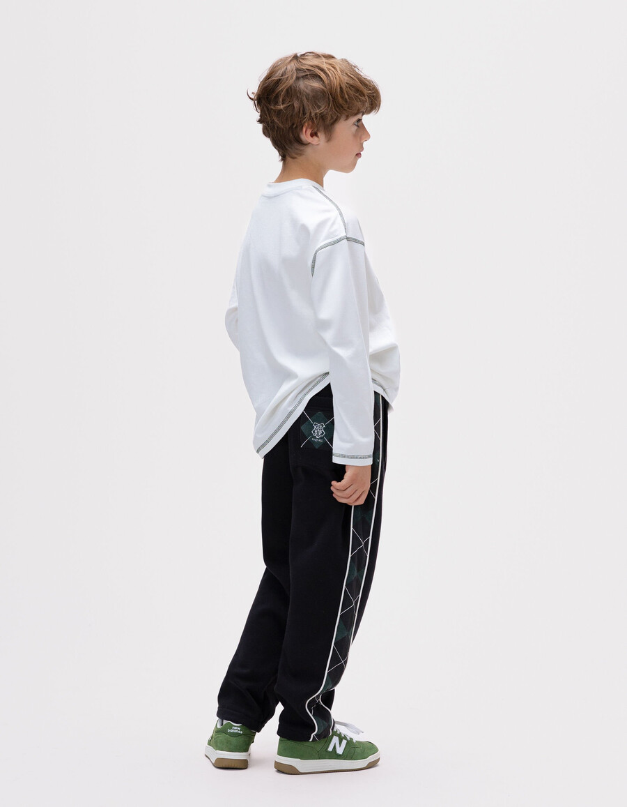 pantalones verdes de harry potter para niño con laterales a cuadros