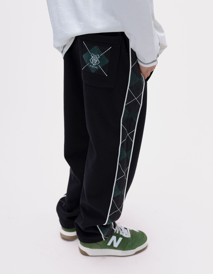 pantalones verdes de harry potter para niño con laterales a cuadros