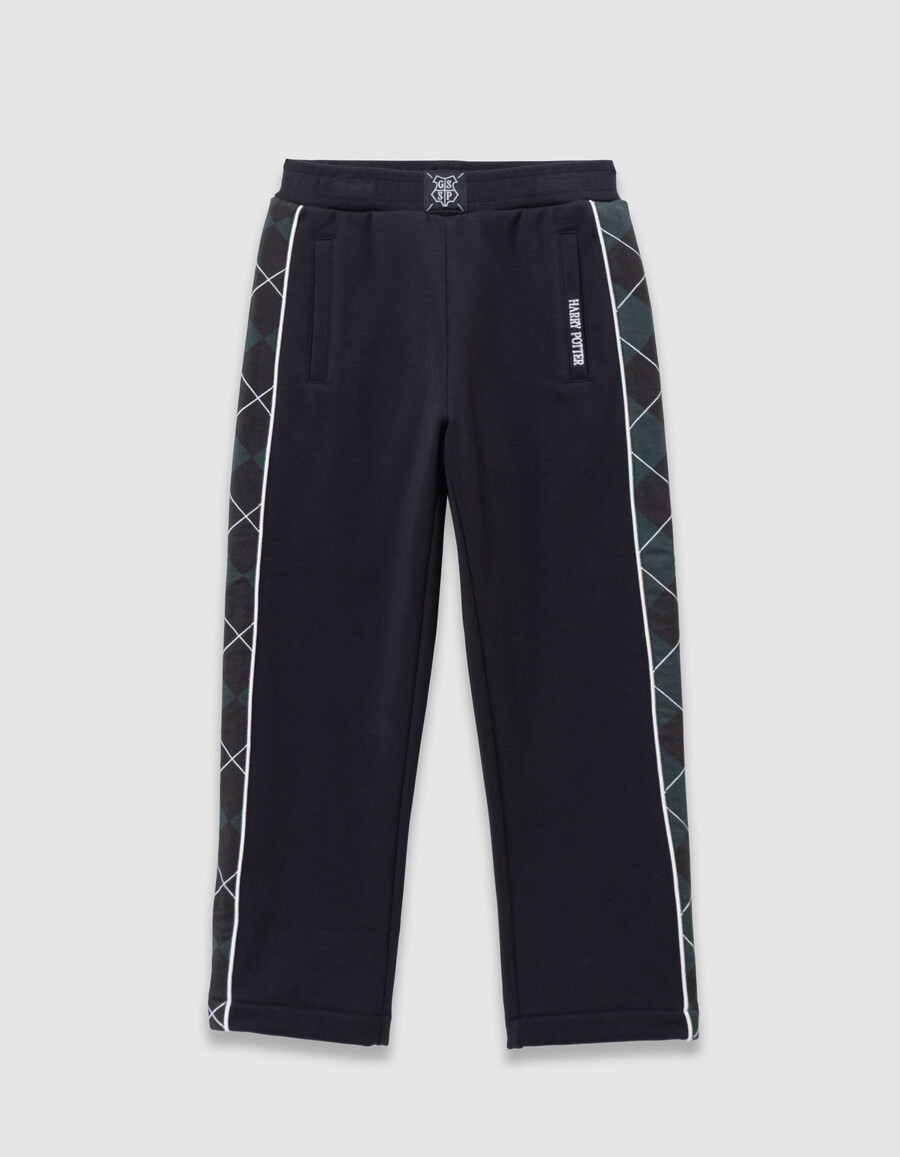 pantalones verdes de harry potter para niño con laterales a cuadros
