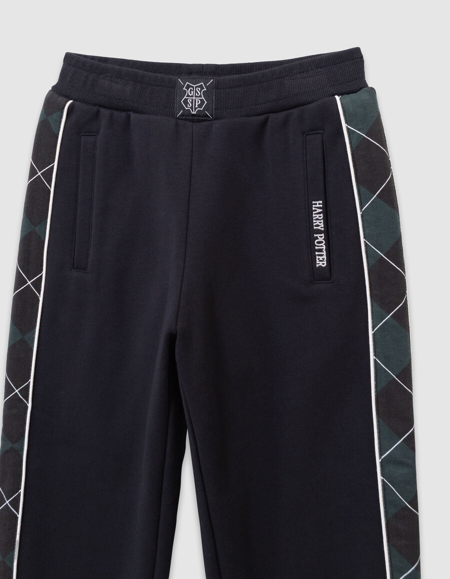 pantalones verdes de harry potter para niño con laterales a cuadros
