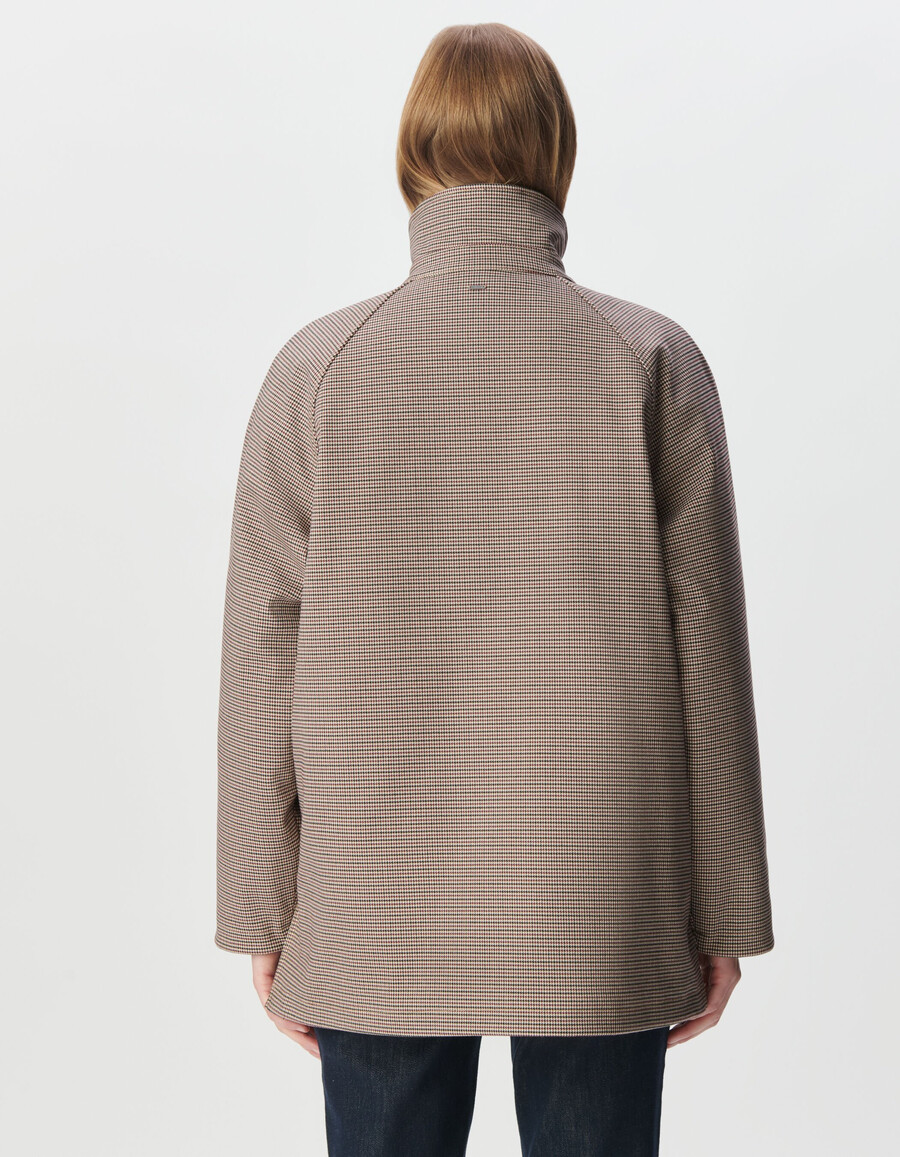 parka burdeos de pata de gallo y terciopelo para mujer