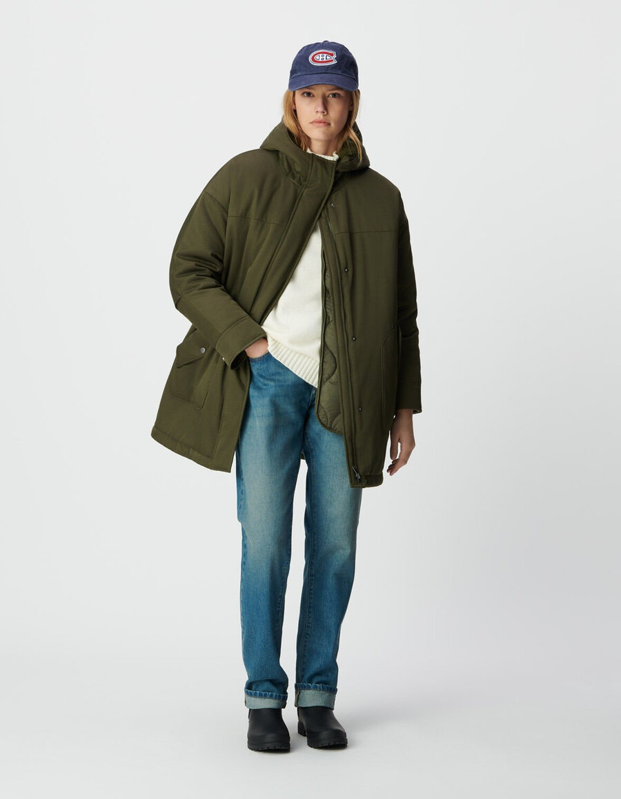 parka 3 en 1 y chaqueta acolchada reversible color caqui para mujer