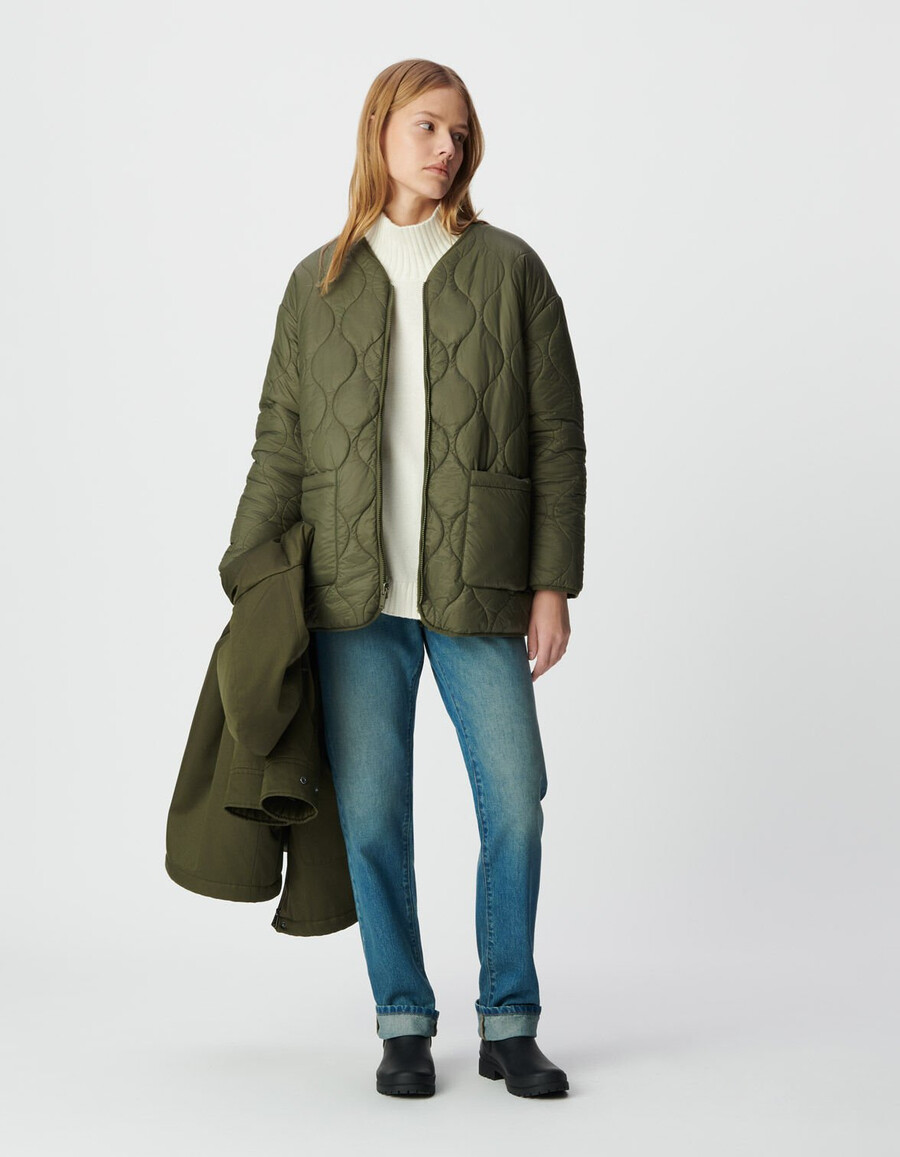 parka 3 en 1 y chaqueta acolchada reversible color caqui para mujer