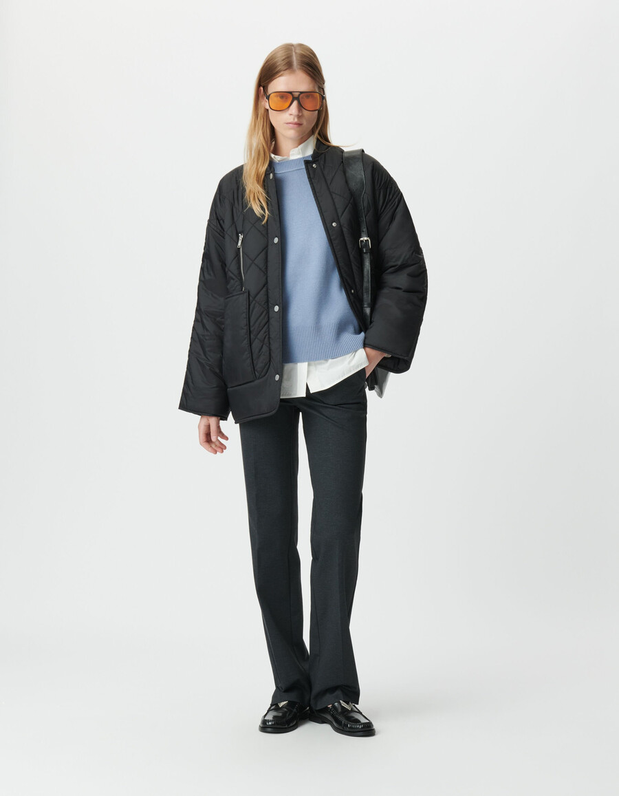 chaqueta acolchada negra para mujer
