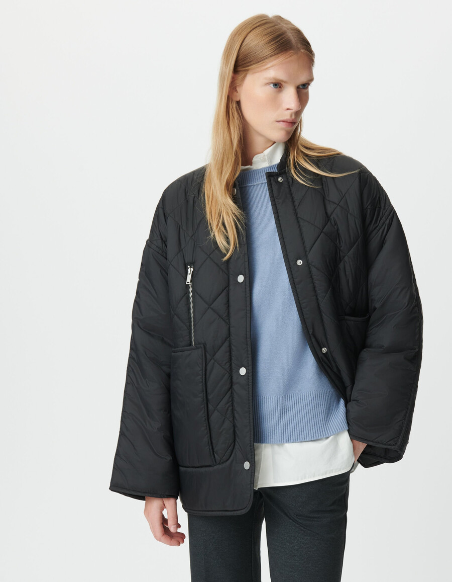 chaqueta acolchada negra para mujer