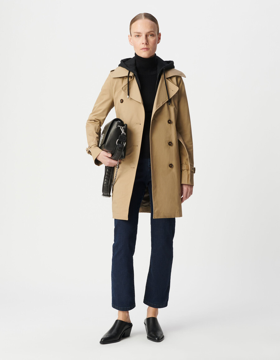 gabardina de mujer con capucha y forro desmontables