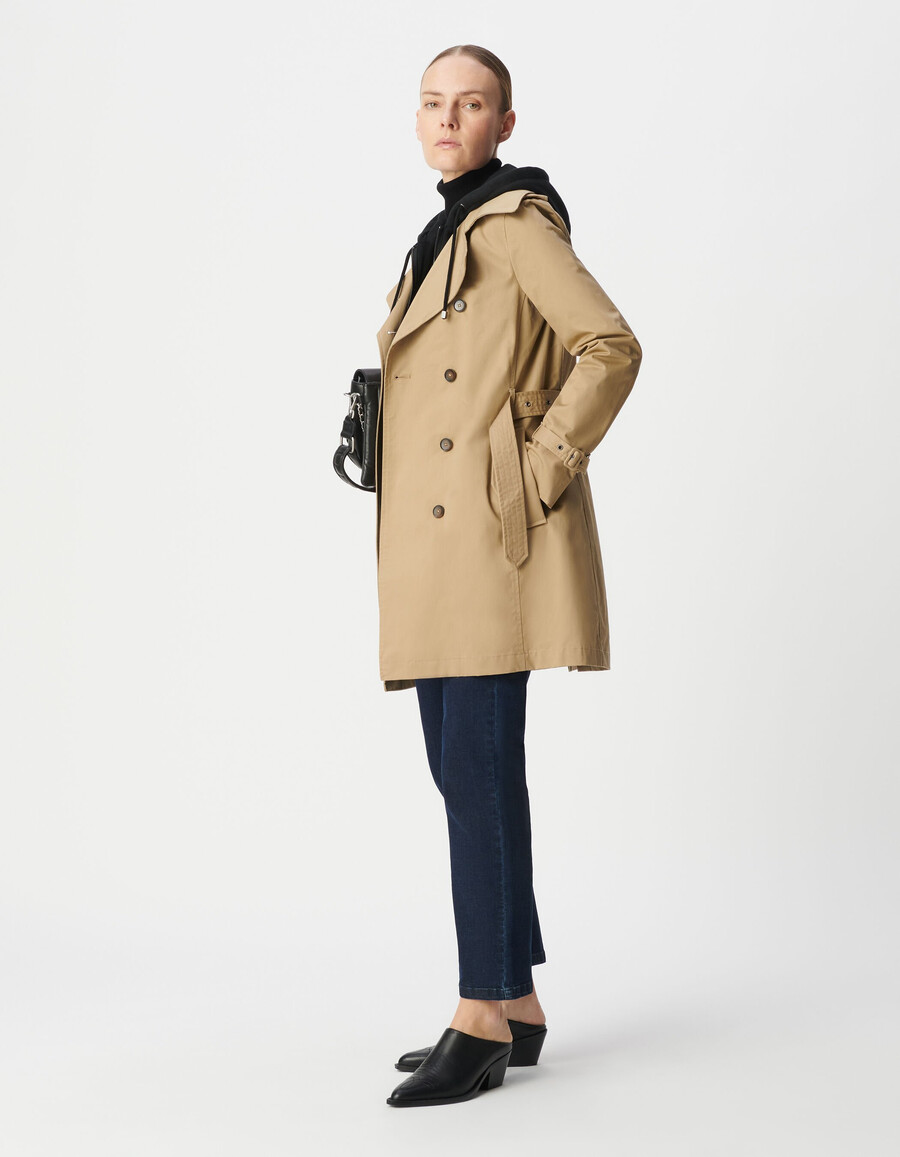 gabardina de mujer con capucha y forro desmontables