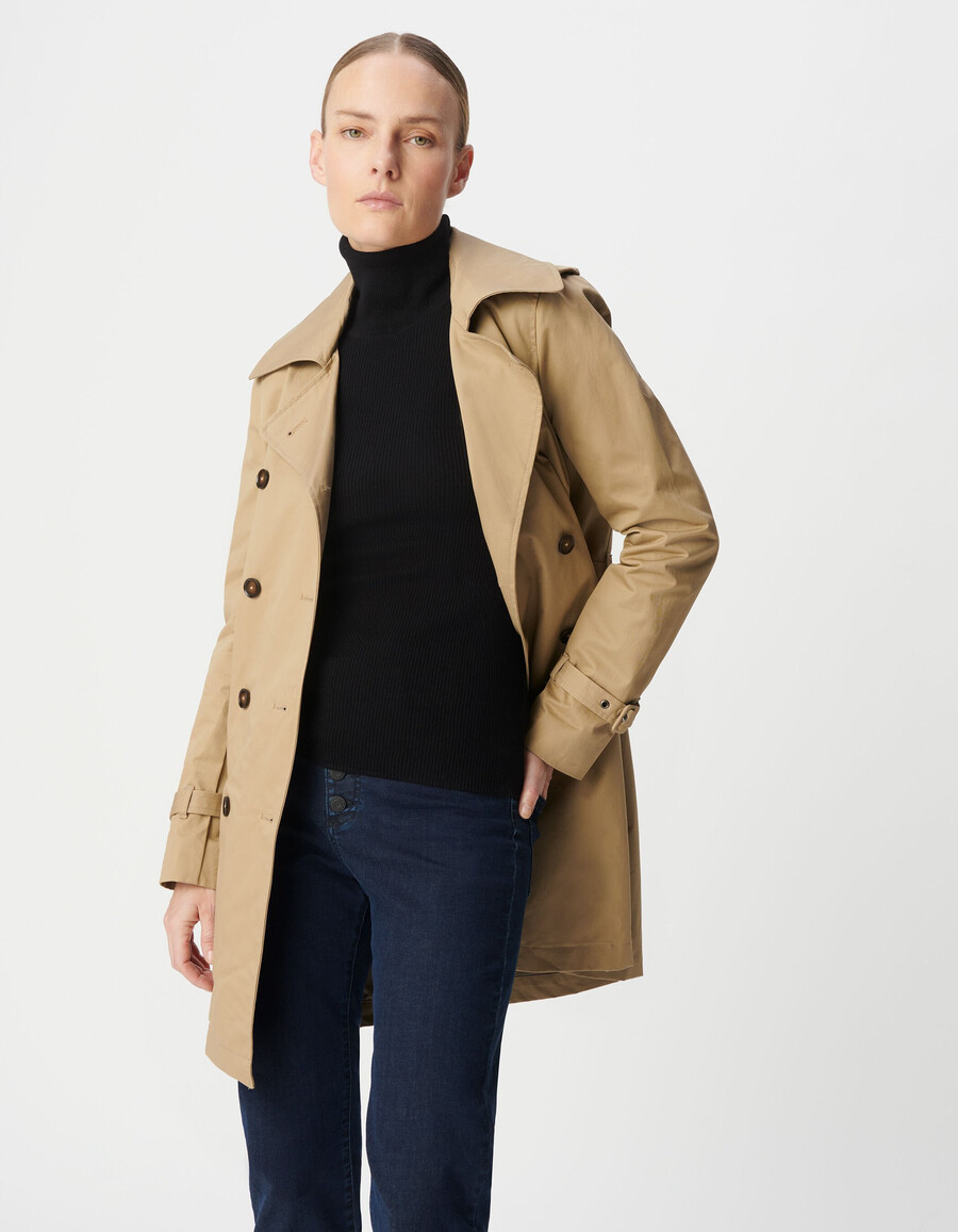gabardina de mujer con capucha y forro desmontables