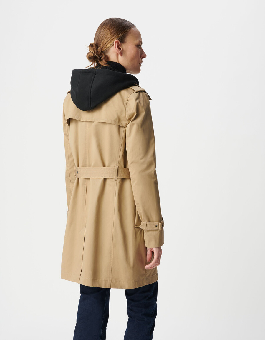 gabardina de mujer con capucha y forro desmontables