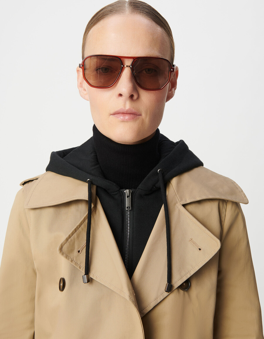 gabardina de mujer con capucha y forro desmontables