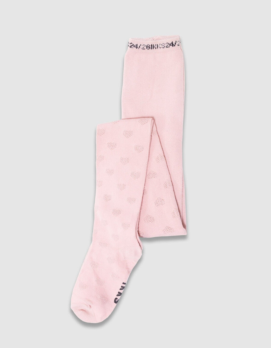 medias de punto jacquard con lazo rosa para niña