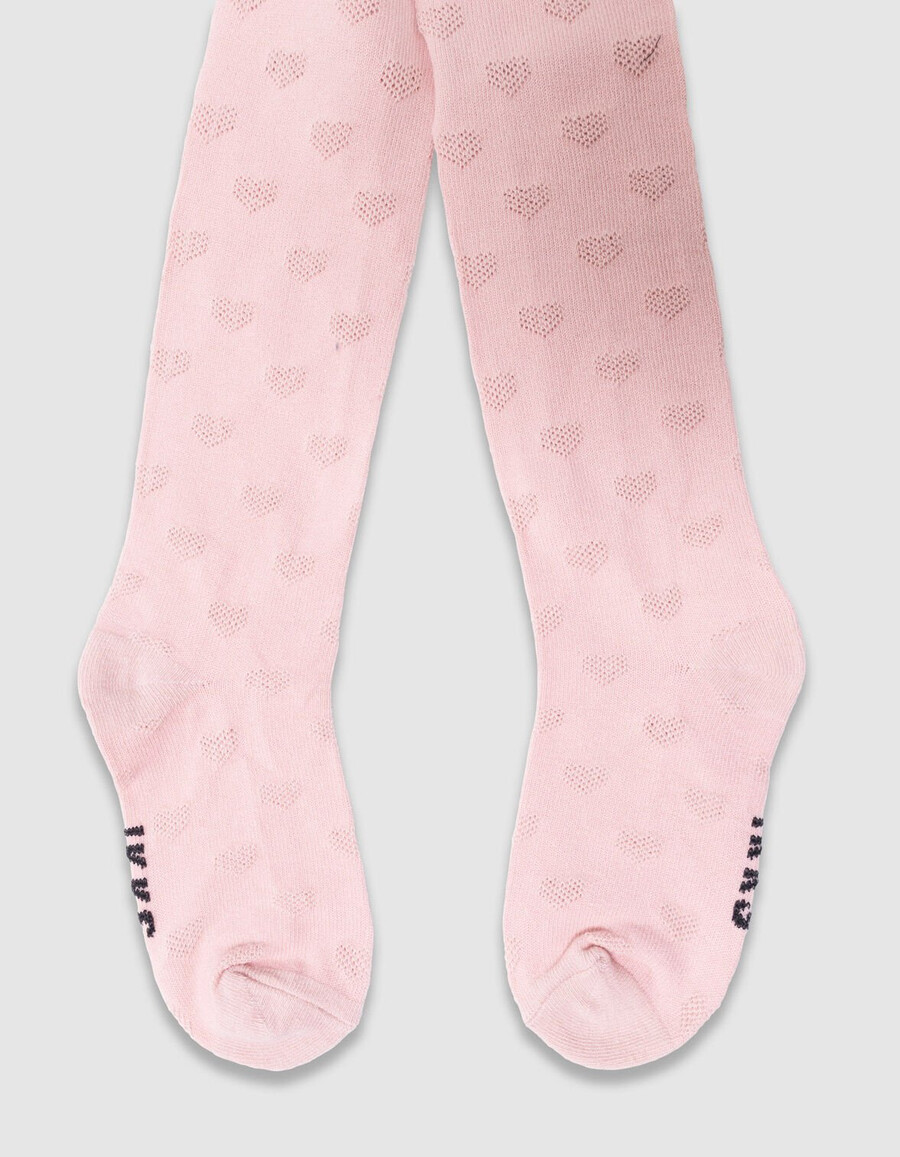 medias de punto jacquard con lazo rosa para niña