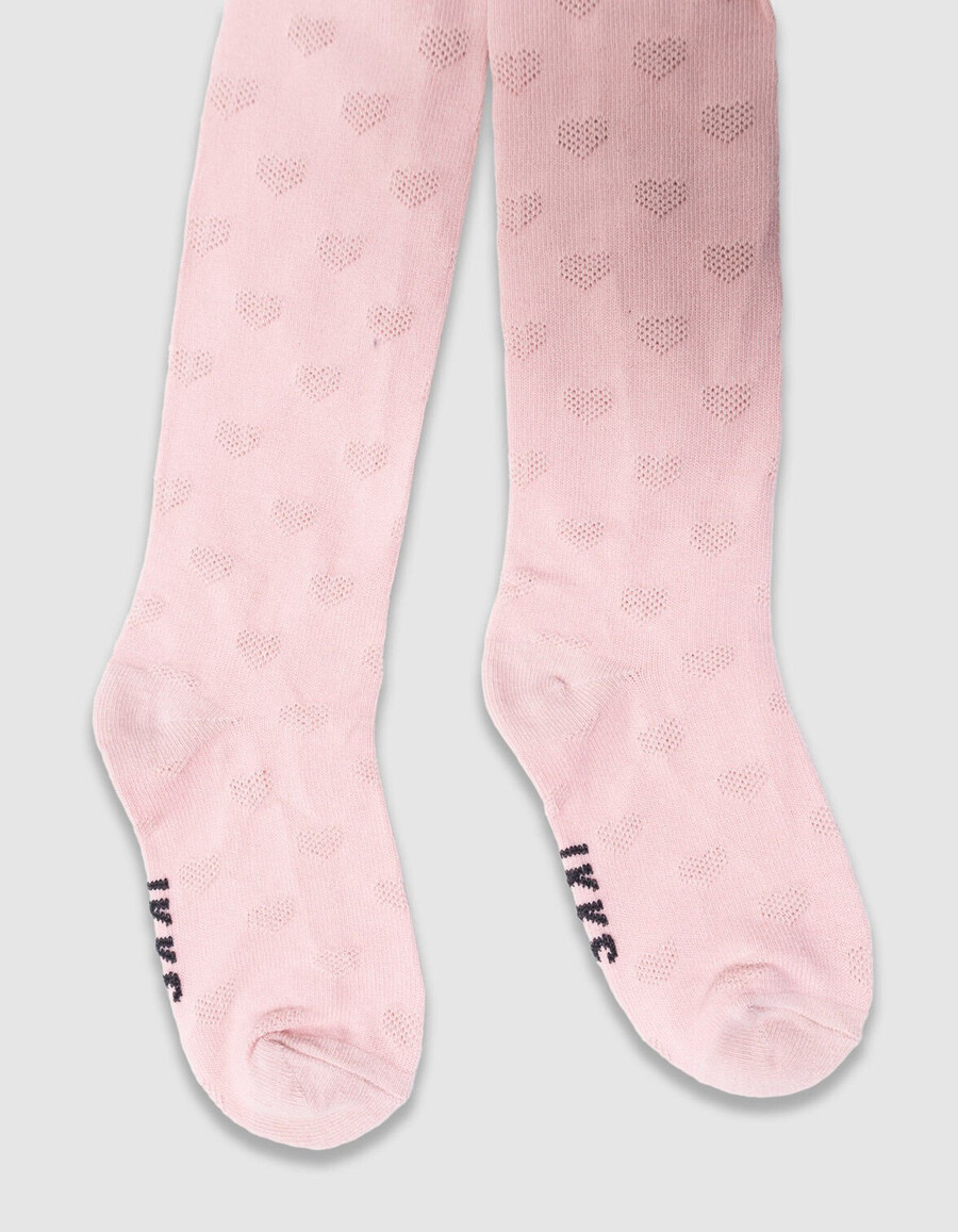 medias de punto jacquard con lazo rosa para niña