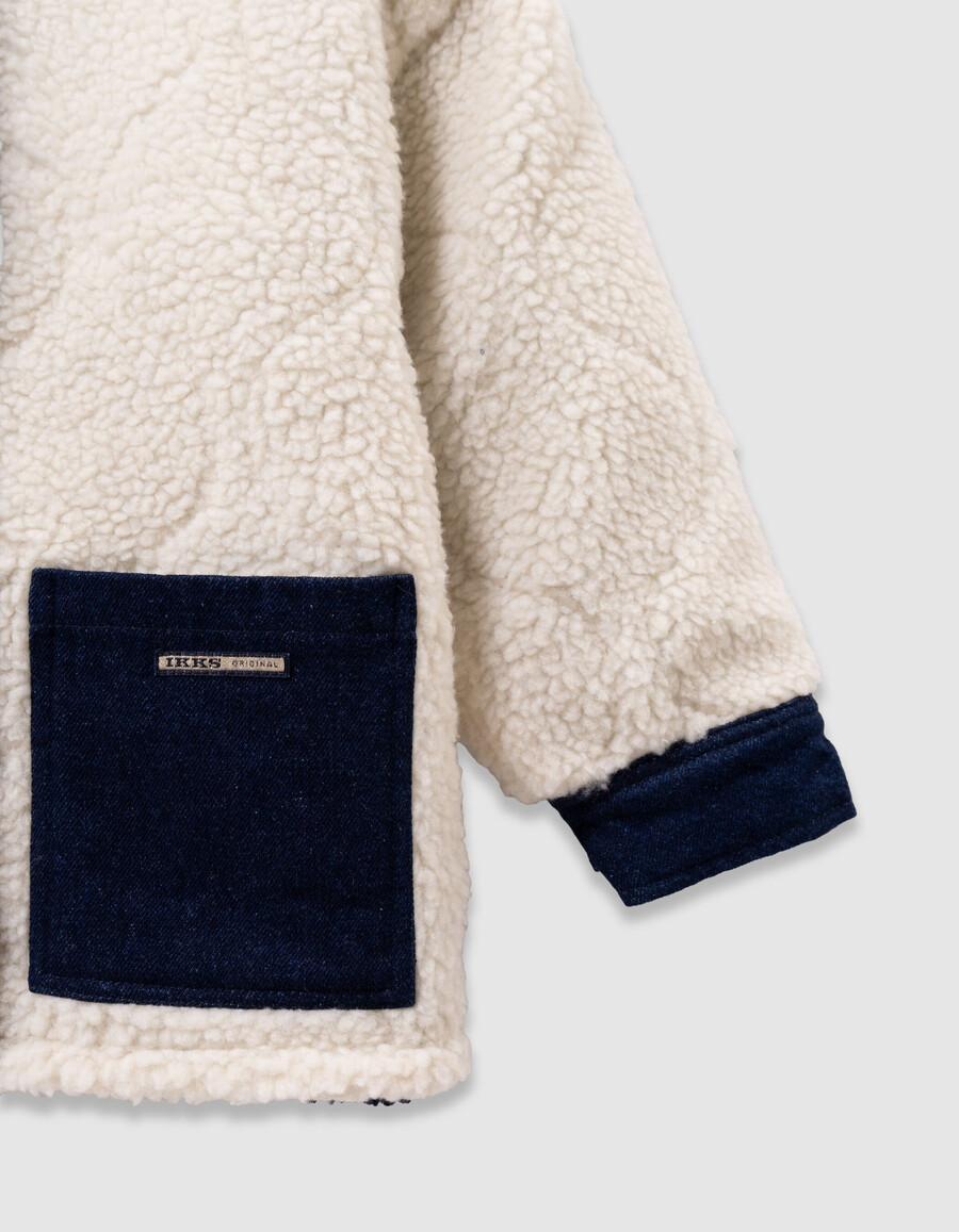 chaqueta reversible de mezclilla y sherpa sin rematar para niña